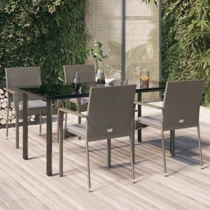 Prolenta Premium - Ensemble &Agrave; Manger De Jardin Coussins 5 Pcs Noir Et Gris - Neuf