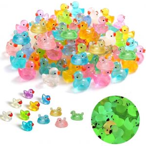 Mevronisshop-50 Figurines Miniatures Canard En R&eacute;sine Lumineux, Petits Canards Pour D&eacute;coration De Jardins Miniatures, Bonsa&iuml;s, Bassins &Agrave; Poissons Et Aquariums, Figurines Animaux Miniatures - Neuf