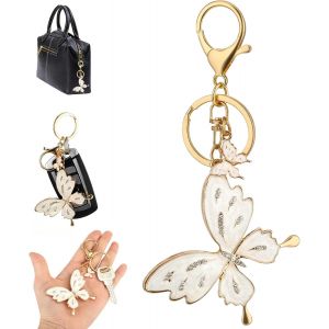 ytseazn-Pendentif Papillon Et Porte-Clés En Strass-Breloque De Sac Avec Chaîne D'Extension À Clip Pour Portefeuilles,Sacs À Main,Clés De Voiture Pour Femmes - Neuf
