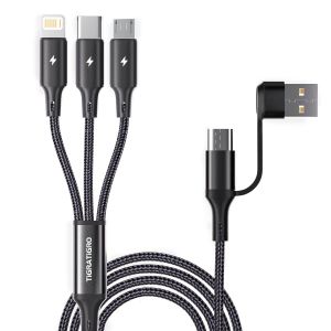 Multi Câble de Charge, 4 en 1 Multiple Câble [1.8M] Multiple Câble avec Micro USB Type C Light-ning Micro interface, avec Adaptateur USB C Femelle vers USB Mâle - Neuf