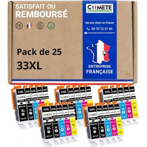Comete, Marque Fran&ccedil;aise 33Xl - 25 Cartouches D'Encre Compatibles Avec Epson 33 Xl Orange - Pour Epson Expression Premium Xp-7100 Xp-540 Xp-530 Xp-830 Xp-900 Xp-640 Xp-630 (Noir [ENC943515] - Neuf