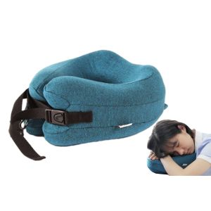 Oreiller de voyage en mousse &agrave; m&eacute;moire de forme en forme de U avec housse amovible et sac de transport - Neuf