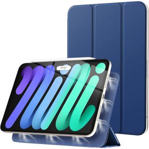 ELVORIX-Coque pour iPad Mini 7 2024 (A17 Pro)/ iPad Mini 6 2021, iPad Mini 7e/6e G&eacute;n&eacute;ration 8,3 Pouces, Mince &Eacute;tui Magn&eacute;tique en PU avec R&eacute;veil/Sommeil Auto, Housse Trifold pour iPad Mini, Marine Ble - Neuf