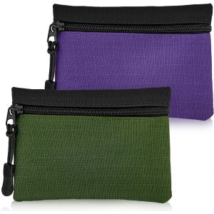 Kalanka-Lot De 2 Porte-Monnaie À Fermeture Éclair Pour Femme Et Homme, En Tissu Oxford, Petit Porte-Monnaie Pour Fille Et Garçon, Mini Pochette Portable Pour Pièces De Monnaie (Vert + Violet) - Neuf