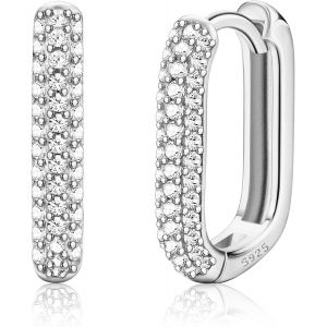 Kal-Boucles D'oreilles Créoles Pour Femme En Argent 925 Zirconium Cubique Géométrique Boucles D'oreilles Créoles Pendantes Pour Femme Bijoux - Neuf