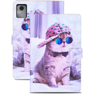 Coque Lenovo Tab M11 - Housse En Cuir Pu Portefeuille Etui De Protection Stand Tablet Empreinte D'Animal - H&uuml;lle F&uuml;r Chapeau Chat - Neuf
