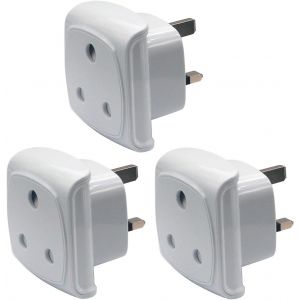 JGD-Afrique du Sud Adaptateur &agrave; 3 Broches, Grand Connecteur M&acirc;le de Type M Converti en Prise Femelle UK &agrave; 3 Broches, Approuv&eacute; BS 8546, Fusible 13A avec Obturateur de S&eacute;curit&eacute; (3 Pi&egrave;ces Blanc) - Neuf