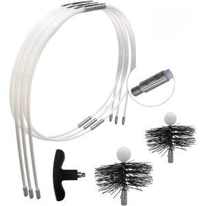 Ulteronixshop-kit de ramonage po&ecirc;le &agrave; Bois et Pellet 9 m&egrave;tres h&eacute;risson 120 mm 150 mm EASYFLEX avec 16 Cannes de ramonage Flexible - Neuf