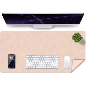 JGD-Sous-main de bureau en cuir vieilli imperm&eacute;able, facile &agrave; nettoyer, tapis de souris et de clavier, tapis d'&eacute;criture pour bureau (abricot, 80 x 40 cm) - Neuf