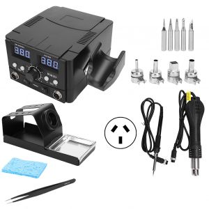 XYONG Station de soudage 2 en 1 avec ecran numerique LED SMD pour pistolet a air chaud 8582D 750WAU, prise 220-240 V - Neuf