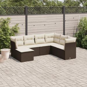 Prolenta Premium - Salon De Jardin Avec Coussins 7 Pcs Marron R&eacute;sine Tress&eacute;e - Neuf