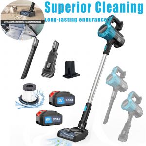Aspirateur sans fil, l&eacute;ger, portable, rechargeable, puissant pour ramasser les poils d'animaux et la poussi&egrave;re, amovible, avec suceur plat et 2 batteries X5.5 Ah - Neuf
