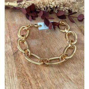 Bracelet - Bijouxia - Gros Maillons Large - Plaqu&eacute; Or 18 Carats - Mixte - Dor&eacute; - Neuf