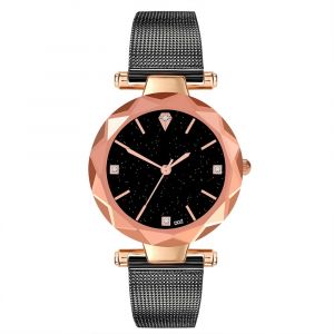 Montre A Quartz Zhoulianfa Avec Bracelet En Maille Et Cadran Ciel Etoile Pour Femme (Noir) - Neuf