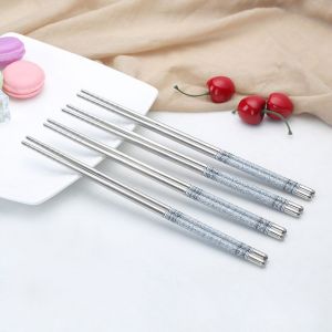 Baguettes En Acier Inoxydable, Baguettes En Métal Réutilisables, Coffret Cadeau Japonais Haut De Gamme, Lavables Au Lave-Vaisselle (1 Paire) - Neuf