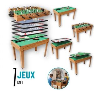 Table de jeux - DEVESSPORT - Multijeux 7en1 - Baby-Foot, Billard, Air Hockey - Pour enfants - 106,9x60,5cm - Neuf