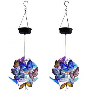 Lot De 2 Guirlandes Lumineuses Papillon Solaires Pour La D&eacute;coration De Jardin Ext&eacute;rieur - Neuf