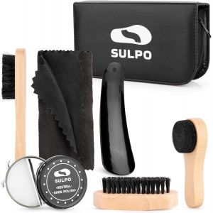 Shiba-Kit Pour Cirage De Chaussures - Kit D'entretien De Bottes En Cuir De Voyage 8 Pièces - Leather Shoe Shine Kit With Cirage Bl[1 - Neuf