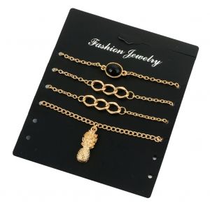 Lot De 4 Bracelets Tendance En Alliage De Style Euramericain Avec Pendentif Ananas Et Strass - Neuf
