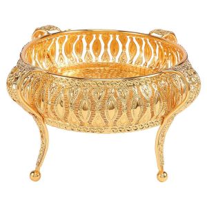 Accueil Plateau De Nourriture Assiette De Fruits Vintage Corbeille De Fruits Ovale En Or - Neuf