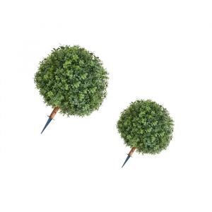Boule Topiaire Artificielle avec Piquet-Duoku-559 mm-Lot de 2-Plantes Synth&eacute;tiques pour D&eacute;coration Int&eacute;rieure et Ext&eacute;rieure - Neuf