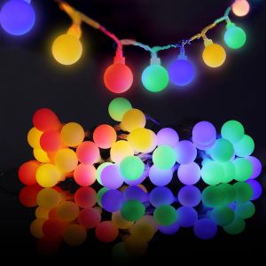 Kalanka-Guirlande Lumineuse De 40 Led Avec Boules, 5m, Guirlande Lumineuse Fonctionnant Sur Piles, Guirlandes Lumineuses &Eacute;tanches, D&eacute;coration Id&eacute;ale Pour Chambre, Balcon, No&euml;l, F&ecirc;te, Jardin (Multicol - Neuf