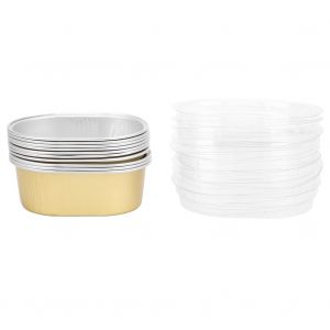 Hjlian Lot De 10 Moules A Gateaux Jetables Ovales En Aluminium Avec Couvercle, Accessoire De Cuisine (Dore) - Neuf