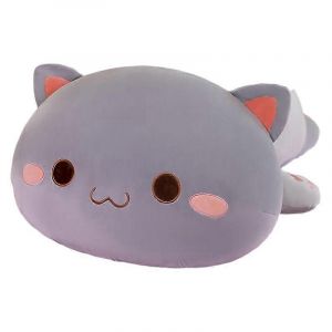Oreiller de couchage en peluche super doux en forme de chat pêche pour l'anniversaire des filles-C - Neuf