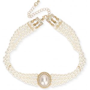 Collier Ras Du Cou En Perles,Plusieurs Rangs,Plaqué Or,Élégant Pour Mariages Et Célébrations,Bijoux Pour Femme - Neuf