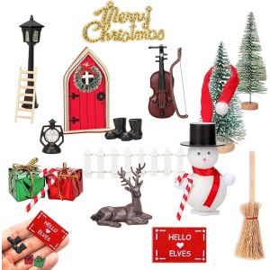 SJZG-Porte Lutin De No&euml;l,Lutin Farceur De Noel Accessoires,Accessoire Maison De Poup&eacute;e,Maison Lutin Farceur De Noel,Elfe De Noel Porte,Porte De Gnome De No&euml;l,Lutin De No&euml;l Farceur Accessoires - Neuf