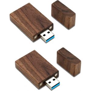 32 Go Cl&eacute; USB 3.0 en Bois Lot de 2, Cl&eacute; USB 32 Go 3.0 Super-Speed 2 Pi&egrave;ces Clef USB 32GB &Eacute;l&eacute;gante Flash Drive Thumb Drive Cadeau d'affaires ou Cadeau pour Amis,Noyer Noir - Neuf