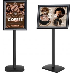 SUBZONAL-Pr&eacute;sentoir A3 robuste avec base stable, support d'affiche debout au sol pour menu/avis/affichage, support de panneau de bienvenue ext&eacute;rieur, noir - Neuf