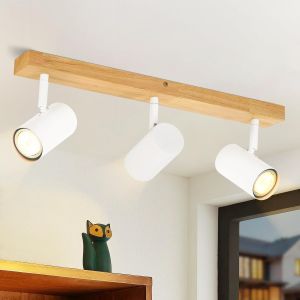 Baertmy-Spots De Plafond Blance-Plafonnier Led Bois 3 Spots Gu10 Éclairage De Plafond Rétro Orientable 350°Pour Cuisine Couloir Salon Chambre À Coucher (Sans Ampoules) - Neuf