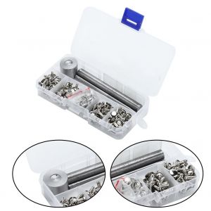 Rivets ronds argentes a double capuchon pour cuir avec 3 outils de montage (9 mm x 120 ensembles) - Neuf