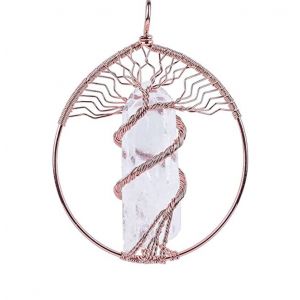 Pendentif En Pointe De Cristal Pour Hommes Et Femmes, Collier Arbre De Vie Fait Main, Amulette En Pierre Précieuse Naturelle, Bijoux En Quartz Clair - Neuf