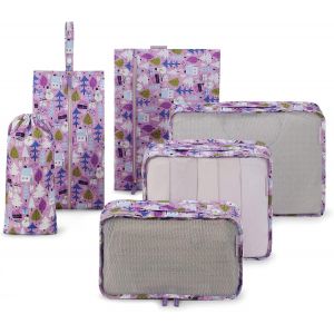 Lot De 6 Cubes De Rangement Pliants, Sacs Rangement De Val , Organ Urs De Bagage Pour Voyage - Violet - Neuf