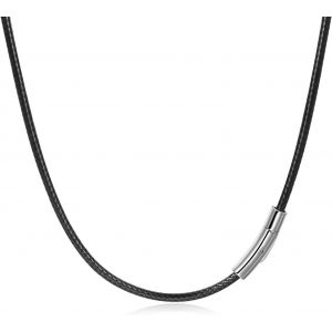 Kal-Collier En Cuir Synth&eacute;tique Tress&eacute; De 2/3 Mm, Fermoir En Acier Inoxydable 316, 46, 50, 56, 61, 66, 71 Cm, &Eacute;tanche, Noir, Pour Homme Et Femme - Neuf