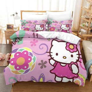 Hello Kitty Housse De Couette D Pink Imprim&iquest;&iquest; Dessin De Lit Microfibre,Parure De Lit Housses De Couettes Avec Taies D'oreiller Pour Garcon Enfant Fille - Neuf