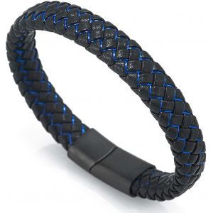 Cuir Véritable Tresse Faite À La Main Bracelet Multicolore Titane Fermoir Magnétique Taille - Neuf