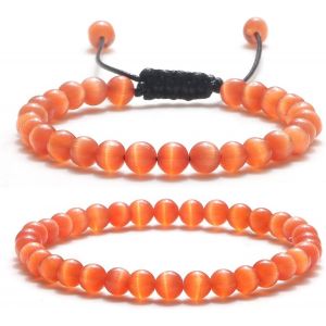 Eryi-2 Pièces Bracelet Pierre Naturelle Femme Bracelet Perles 6mm Élastique Bracelet De Pierres Précieuses Naturelles Réglable Bracelet Perles Cristal Bracelet - Neuf