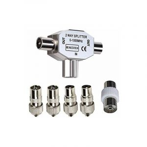 En Forme de T de l'Antenne Splitter - 2-Way Splitter d'Antenne - 2 Coaxial Sockets DVB-T/BK - 0-1000 MHz - Alimentation du TÉLÉVISEUR Coupleur - Neuf