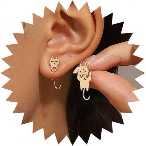 Boucles D'oreilles Chat Vintage Petites Boucles D'oreilles Chat Mignon Boucles D'oreilles Chat Or Boucles D'oreilles Chat Devant Derrière Boucles D'oreilles Chat Devant Derrière Bijoux - Neuf