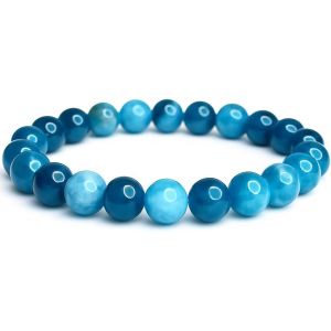 Kalsw-Bracelet En Apatite Pierres Naturelles Perles De 8mm Pierres Fines Et Précieuses Bracelet Unisexe Bijoux Minéraux Cadeau De Sérénité Cadeau Anniversaire Pour Femme Et Homme - Neuf