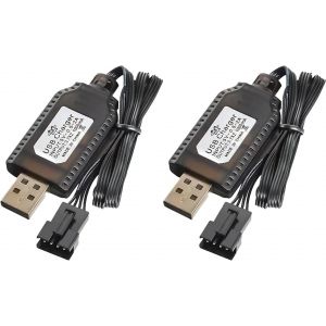 2 Pezzi 7.4v Usb Chargeur Câble Rc Universel,Connecteur Sm-4pin Pour Batterie Li-Po 2s Contre Surcharge Et Court-Circuit Compatible Avec Voiture Rc Bateau Drone Avion Et Jouets Télécommandés - Neuf