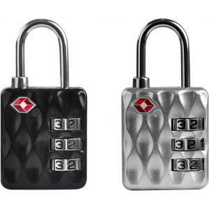 KALANKA-Cadenas TSA pour bagages, petit cadenas &agrave; combinaison pour casier, cadenas approuv&eacute; TSA pour valise, cadenas &agrave; code pour sac de sport, unit&eacute; de rangement, usage ext&eacute;rieur (Noir+Argent) - Neuf