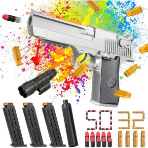 Kal-Pistolet Jouet, Pistolet Pour Enfants, Cartouches De Place, Jouet Avec Munitions, Pistolet &Agrave; Aiguille, Pistolet Avec Mousse Vis&eacute;e Pour Nerf - Neuf