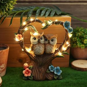 Nouvelhorizonstore-Figurines De D&eacute;coration De Jardin Solaires Rouill&eacute;es - D&eacute;coration De Jardin - Figurines De Jardin - Ornements Solaires - C?Ur - Oiseau - Sculpture Pour L'ext&eacute;rieur - Cadeaux Pour F - Neuf