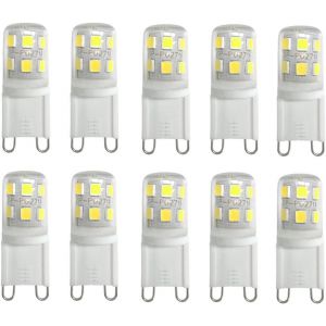 KAL-Ampoule G9 Led 3W, Blanc Froid Non Dimmable 300Lm 6000K Ac/Dc 220-240V, Equivalent 30W Halog&egrave;ne Lampe, Pour Lustres, Lampes De Paysage, Appliques Murales, &Eacute;clairage D'Armoire, Lot De 10 - Neuf