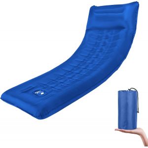 Letnerny-Matelas Gonflable Auto-Gonflable Pour Tapis De Camping Matelas Gonflable D'ext&eacute;rieur Ultral&eacute;ger &Eacute;pais De 12 Cm Avec Pompe &Agrave; Pied Et Oreiller Pour La Plage Et Le Trekking (Bleu) - Neuf