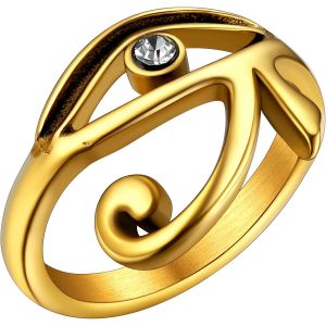 Trahoo-Bague Oeil Horus Homme Personnalisable Chevalière Acier Inoxydable, Taille 54-72 Anneau Égyptien Porte Bonbeur Bijoux Motard Biker Gothique Cadeau Pour Ado Garçons - Neuf
